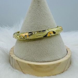Apricot Floral Enamel Cloisonne Bracelet Bangle
